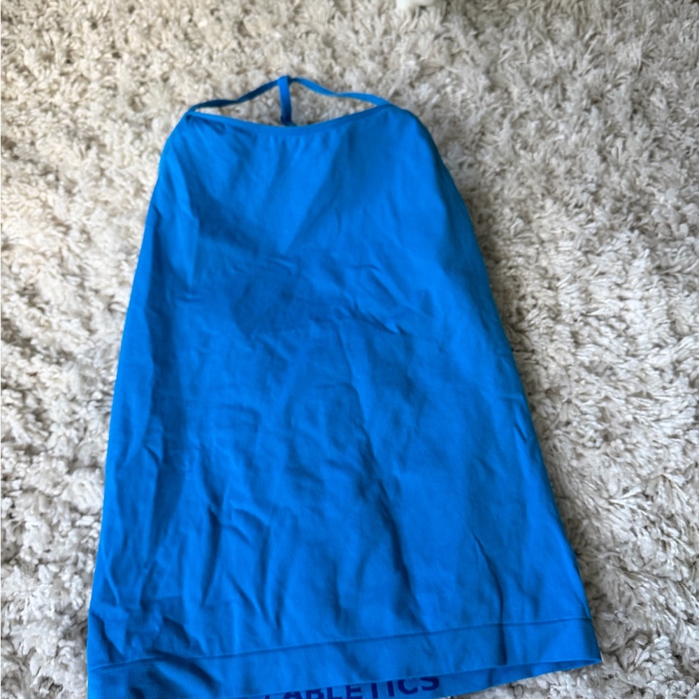 Fabletics Vibrant athletic sporty gym tightening thick Blue Tank Top